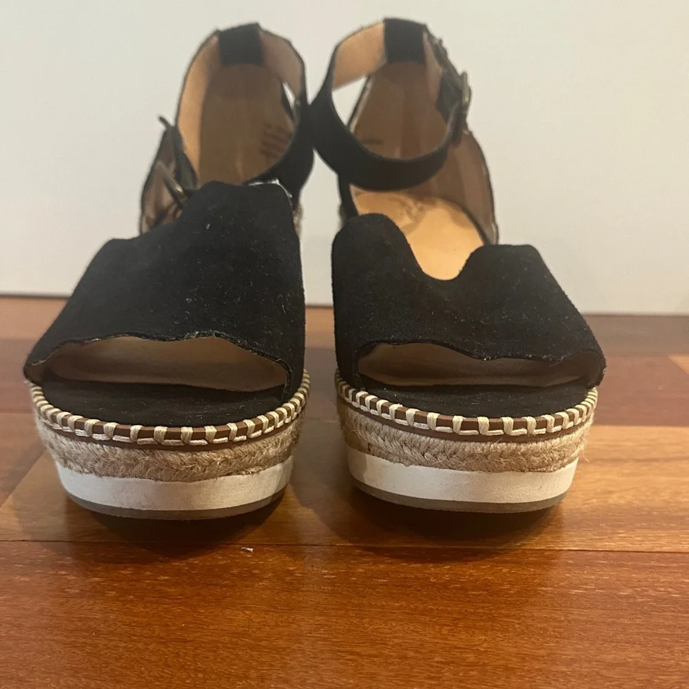 Black Espadrille Wedge Sandals